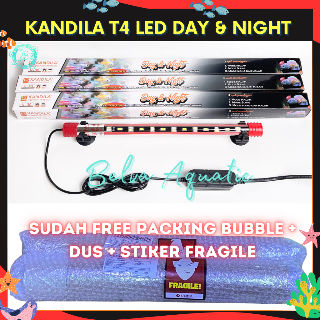 LED Celup T4 Ekonomis Kandila Day And Night View N-20 20cm 3 Mode Putih Kuning Biru Lampu Aquarium Kolam Ikan Louhan Koi Arwana Koki Discus Channa Arowana Lohan Chana White Yellow Blue KD N20