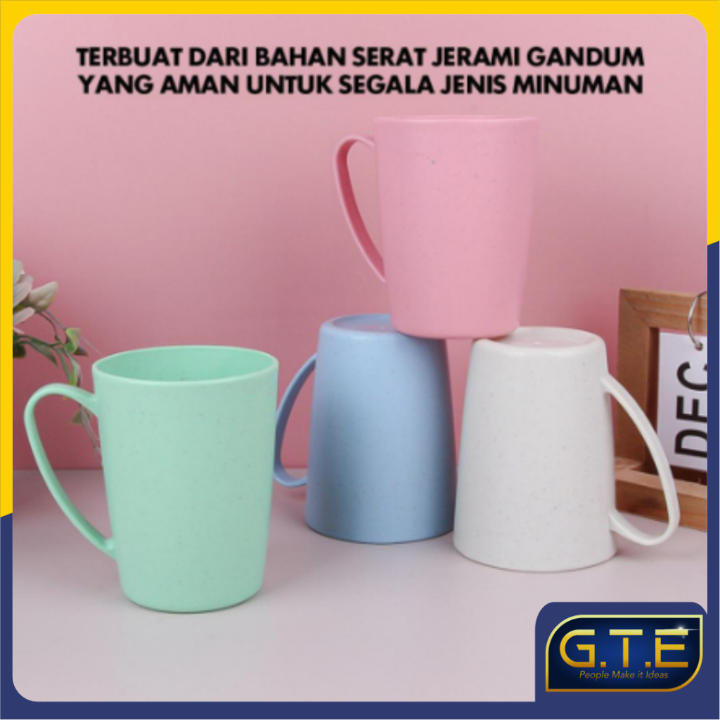 GTE | Cangkir Gelas Wheat Straw | Food Grade | BPA Free | Gelaas minum sehat