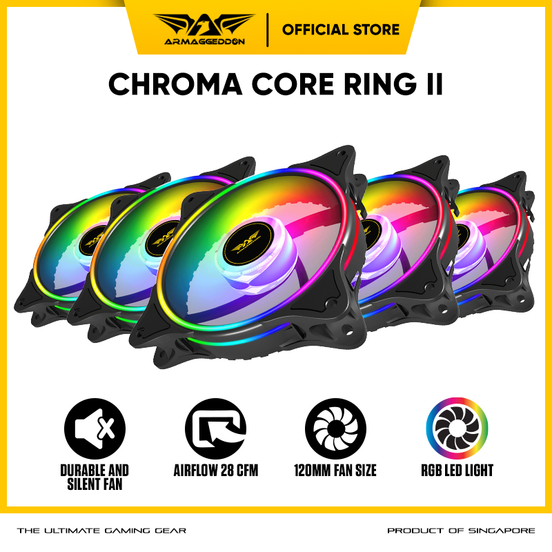 Armaggeddon Neuron Chroma Core Ring II RGB Gaming PC Cooler Fan | 4 Pins Molex Connector |Silent Fan
