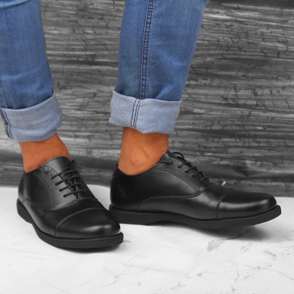 Sepatu Pantofel Pria Casual Oxford Black Semi Formal Kerja Kantor Sekolah Kuliah Fantofel Trendi Original Arf Cof