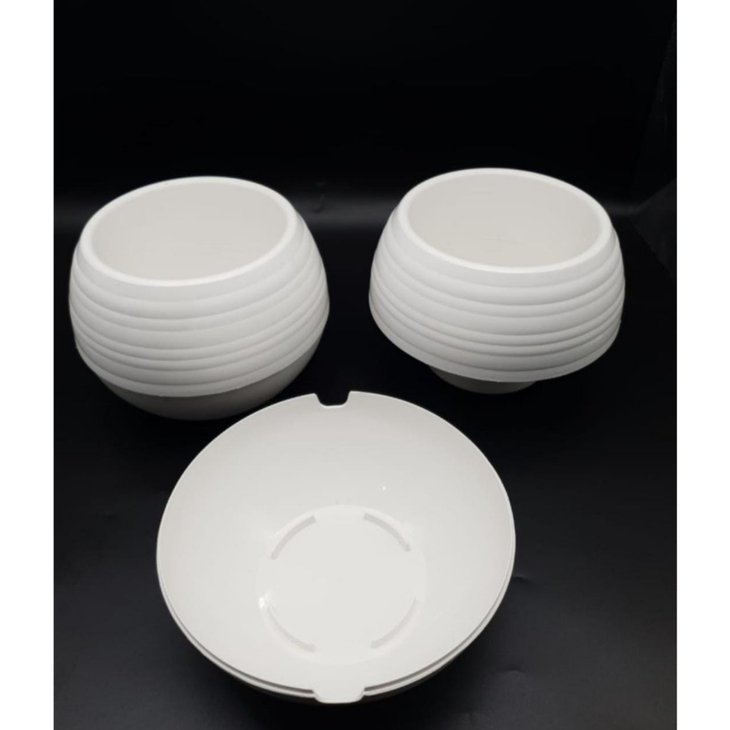 Pot Bola Putih Plastik Cantik 25cm Pot Bola Sultan Pot Bola Bulat Ulir Tawon Self-Watering