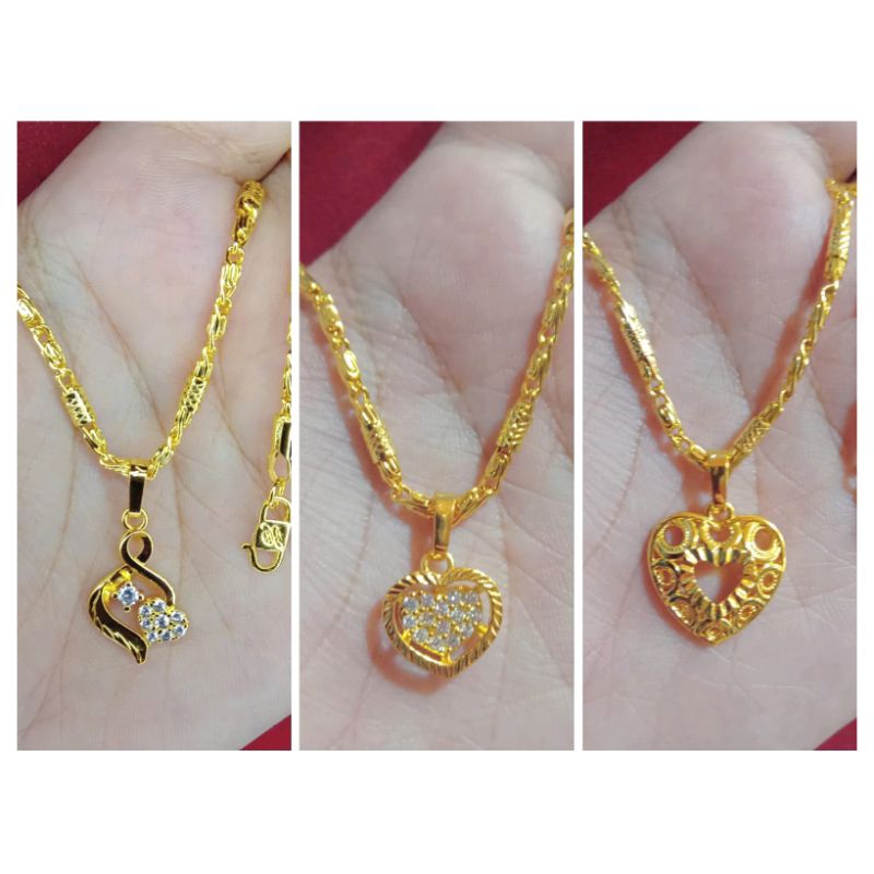 kalung bambu love 3 lapis emas 24k