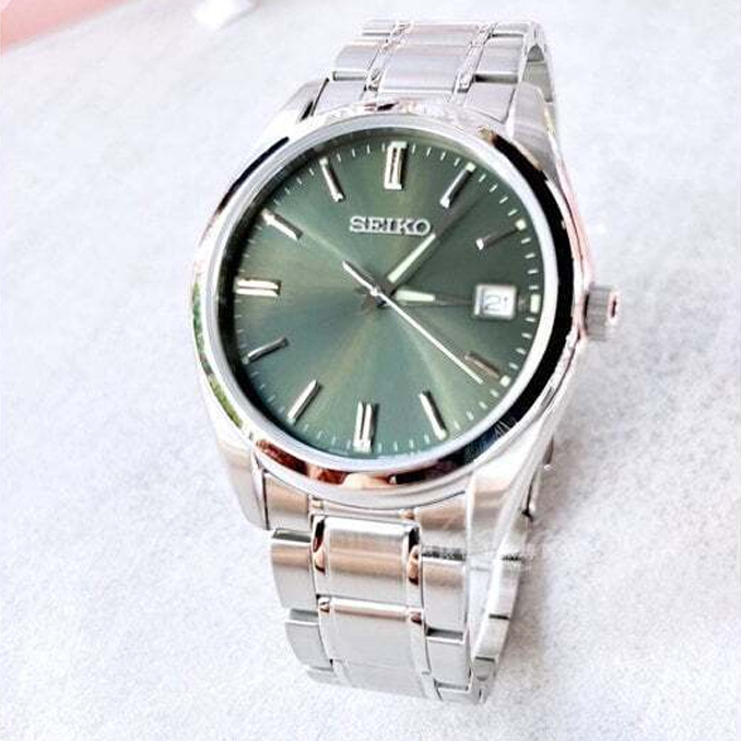 Seiko Quartz SUR527P1 Sapphire Olive Green - Jam Tangan Pria SUR527