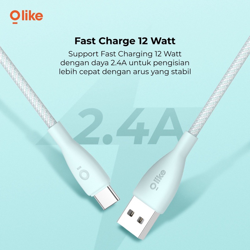 OLIKE D201M / D201C / D201L Kabel Data Charger FAST CHARGING 12W USB MICRO TYPEC IPHONE - Garansi 1 Tahun