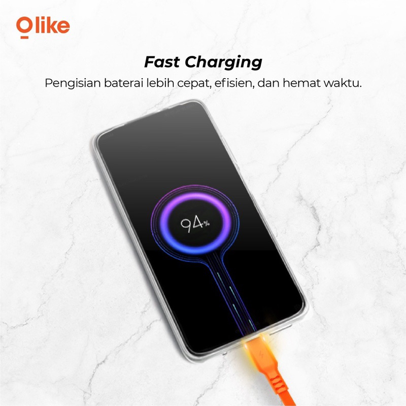 OLIKE D202M / D202C / D202L Kabel Data Charger FAST CHARGING IPHONE/MICRO USB/TYPE-C - Garansi 1 Tahun