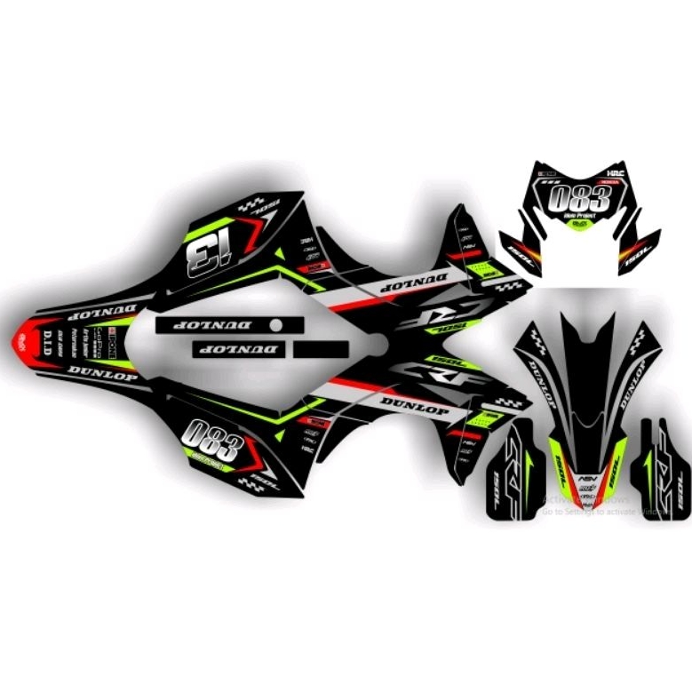 Decal CUSTOME BEBAS NAMA NOMR DLL crf wr dtx Klx gordon hitam kuning