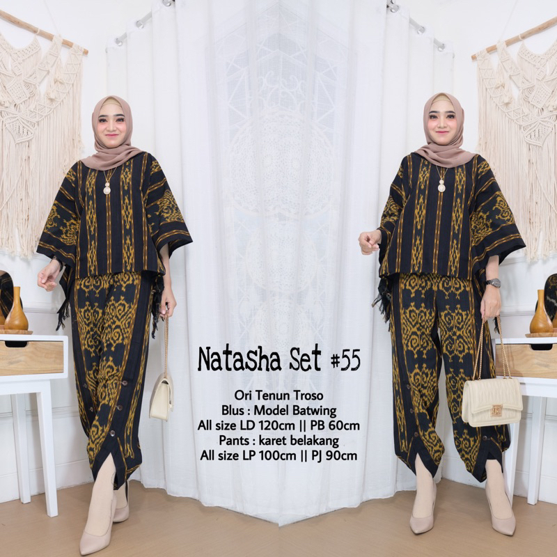 Set Batwing ori Tenun Troso Premium - Atasan blus Batwing- Set Baju Tenun Bagus - Celana model Aladi