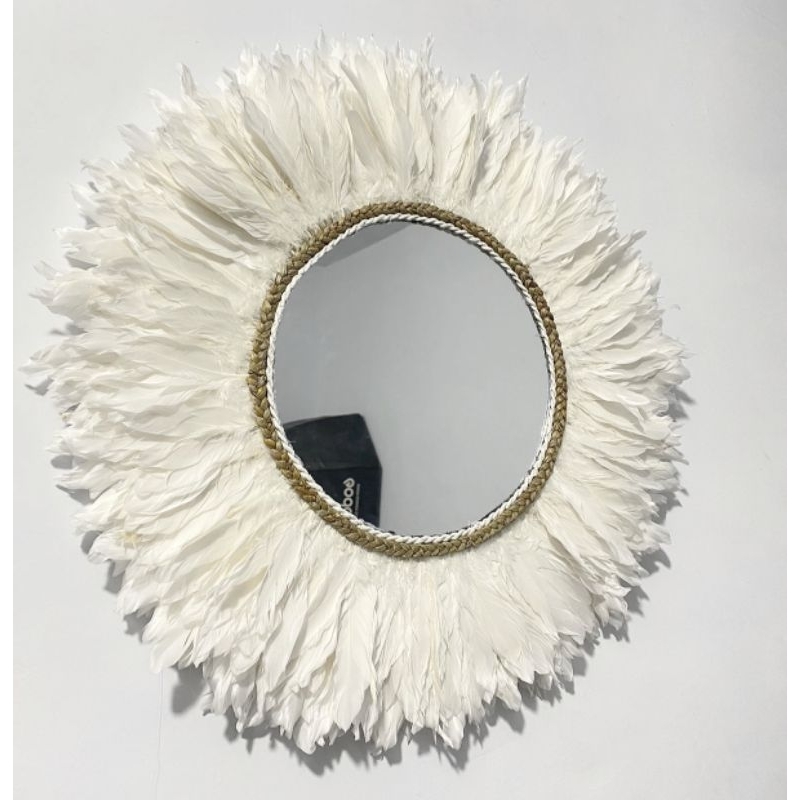 Juju miror /Juju hat kaca cermin bulu / hiasan dinding Home Decor cermin bulu /cermin woodslice