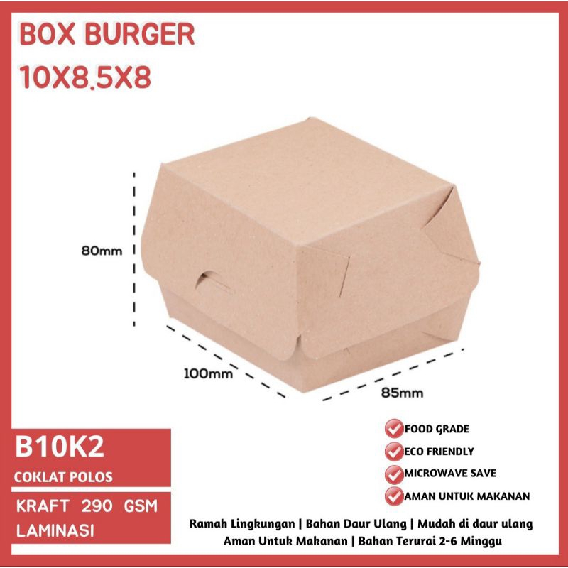 

isi 50 box burger laminasi 108,58 / dus burger / snack box (hanya jual dus)