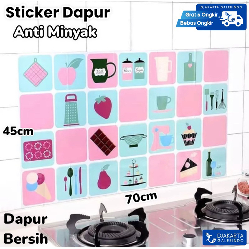 Sticker Dapur Anti Minyak 45 x 70 CM Wallpaper Dapur Kitchen Wall Sticker WC Anti Minyak Air Aluminium Foil Hiasan / Sticker Dinding Anti Panas