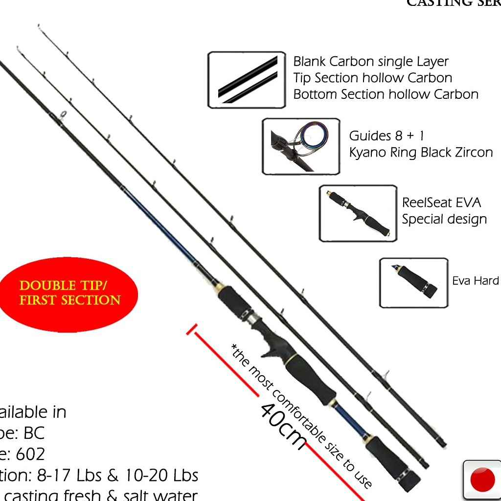 Joran BC ONCAK DOUBLE STRIKE 180 8-17Lbs + Bonus Tip 1 Pcs 10-20Lbs | Gratis Packing Pipa Kone
