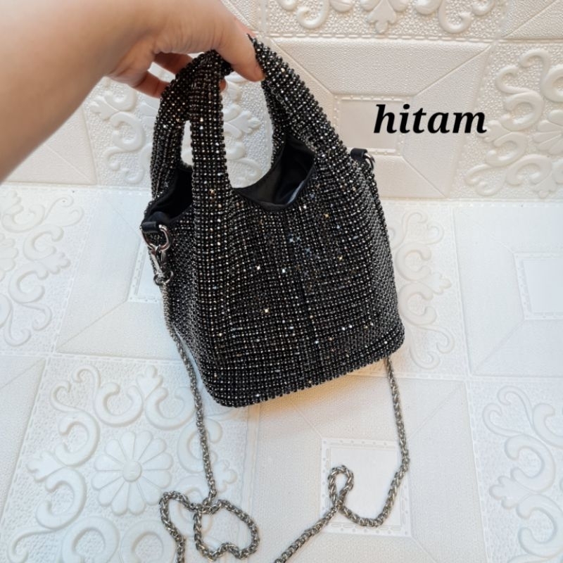 Tas hobo rhinestone blink blink premium / tas pesta hobo import