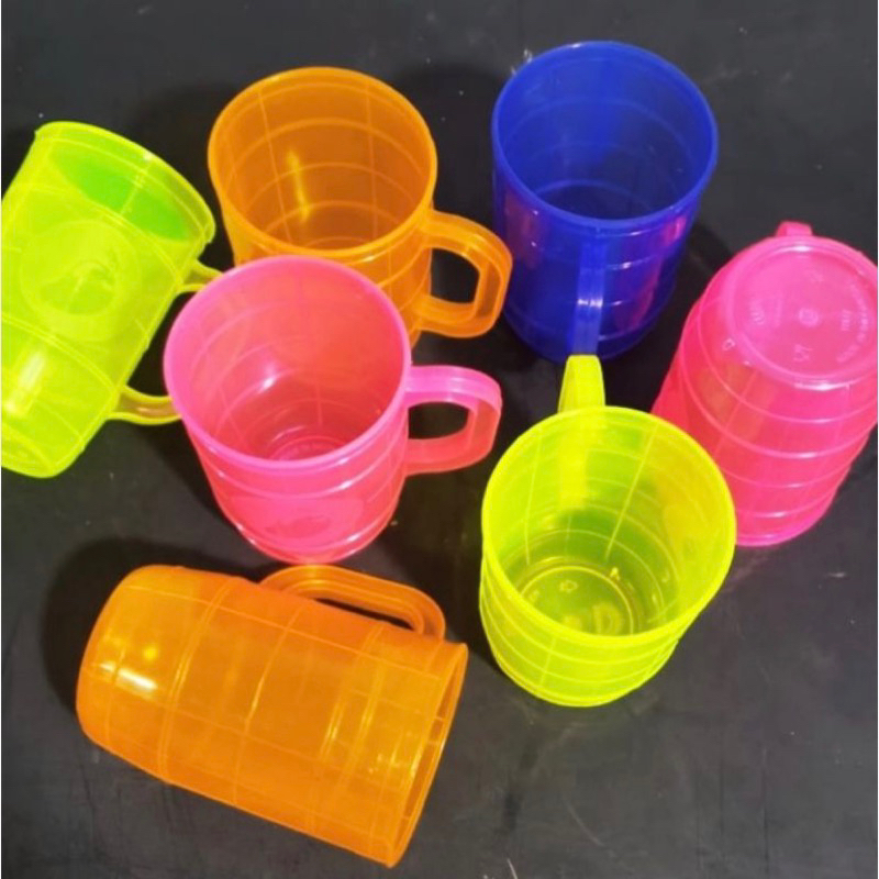 Gelas Cangkir Cup Plastik Gelas Gagang Gelas Bir Gelas Plastik Warna