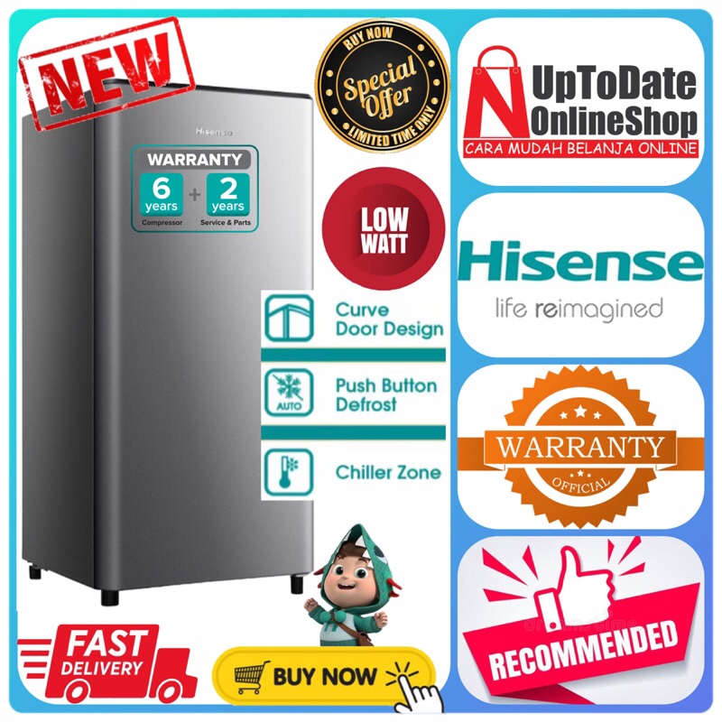 KULKAS 1 PINTU HISENSE RR195D4IGN RR 198D4 IBN SUPER FAST FREEZING SUPER LOW WATT