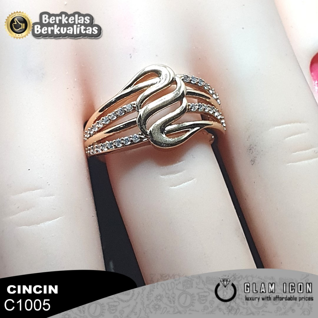 Cincin Wanita motif Layer empat Daun mata baris C1005  CCG