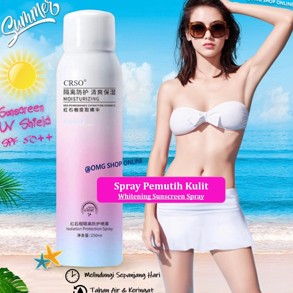 Termurah !!! SUNSCREEN WHITENING Spray Pemutih Kulit Seluruh Tubuh 150 ml ORIGINAL / CRSO Moisturizing Protection Body Cream Whitening Cream Whitening Body Lotion / Pemutih Badan Ampuh Pemutih Ketiak Pemutih Selangkangan Pemutih Kulit Badan Pria Wanita