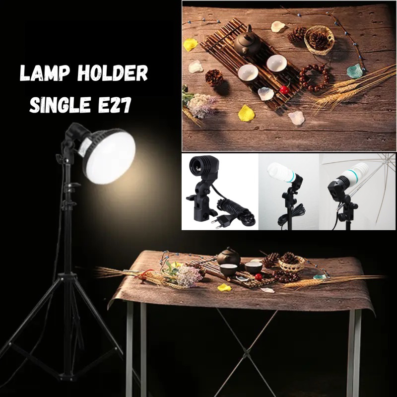 Lamp Holder Single Socket E27 dengan Dudukan Payung Softbox