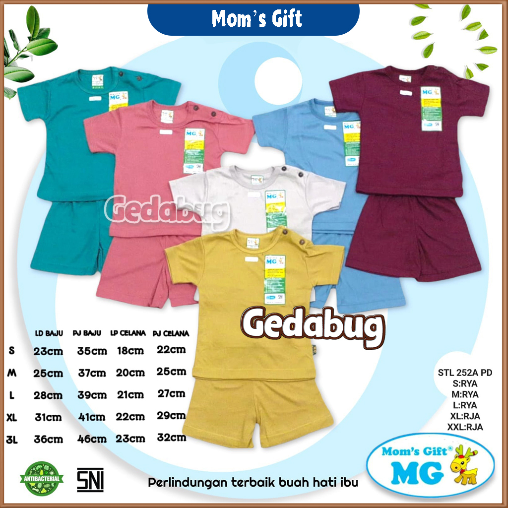 Setelan Kaos Anak Pendek Mom's Gift Polos | Setelan Kaos anak Kancing Pundak | Gedabug