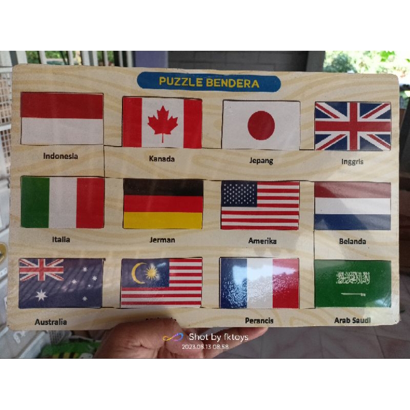 Puzzle Kayu puzzle bendera Negara mainan edukasi