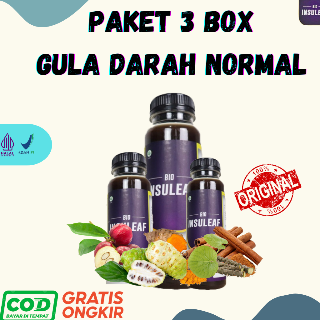 

Bio Insuleaf Herbal Alami Paket 3 Botol Mencegah Gagal Ginjal Akibat Diabetes Menurunkan Kolesterol Isi Per Botol 250 ml