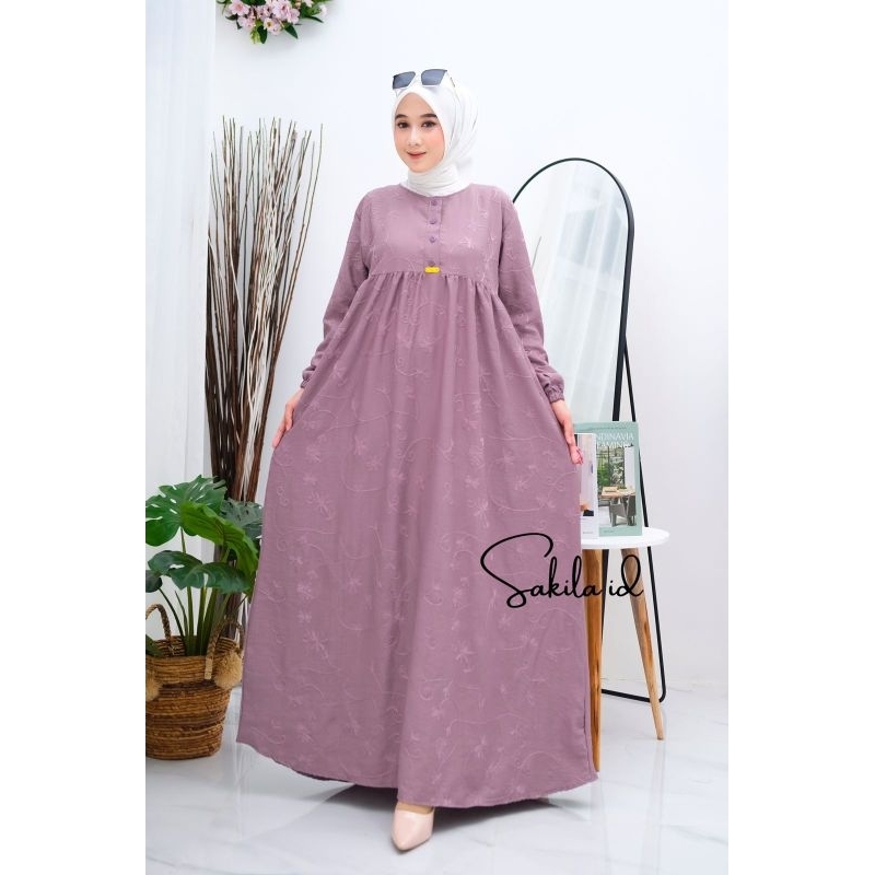 DAYANA DRESS / GAMIS LINEN BORDIR / DRESS LINEN PREMIUM / GAMIS LEBARAN