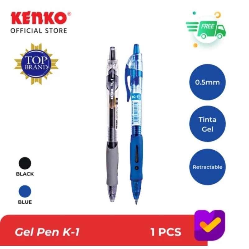 

( 1 Pcs ) Pulpen Kenko K-1 Retractable Gel Pen 0.5mm / Pulpen Cetek