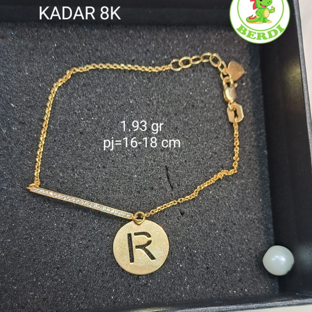 Gelang huruf model plat listring kadar 375 wanita dewasa