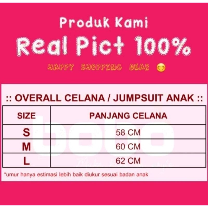 OVERAL CELANA ANAK // JUMPSUIT USIA 3 - 7 TAHUN