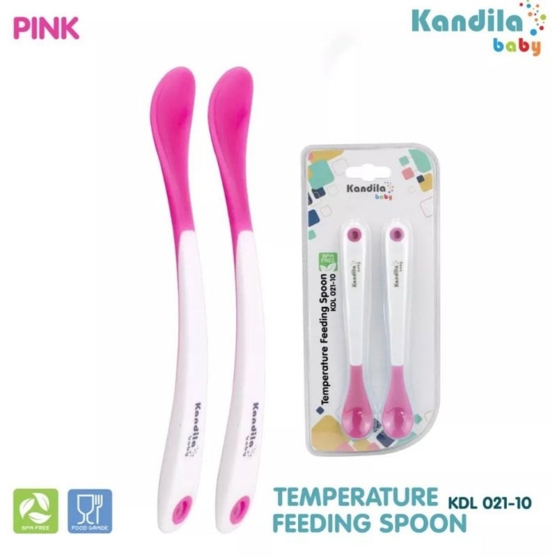 Kandila Baby Temperature Feeding Spoon Silicone KDL021-9 KDL021-10 Kandila Sendok Makan Mpasi Bayi  Sensor Panas - Sendok Makan Bayi Dengan Indikator Suhu Panas