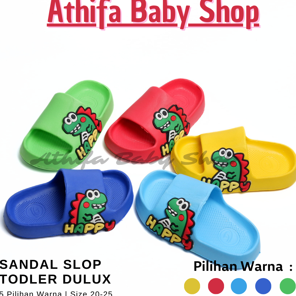 Sandal Slipper Slop Anak Laki Cowok Sendal Slip On Bayi Balita Karakter Dino Umur Usia 1 2 3 4 5 Tahun -Dulux 386D DINO-