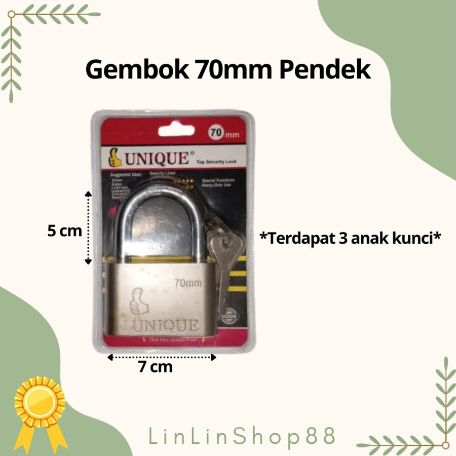 Gembok Unique 30mm/40mm/50mm/70mm/60mm panjang