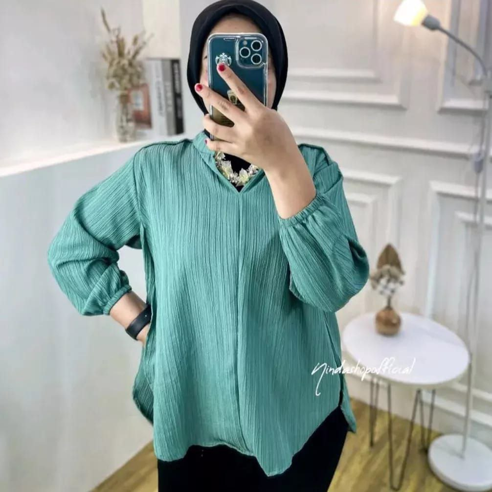 Kemeja Livia Blouse Atasan Wanita Lady Crush Polos Style Korea Kekinian