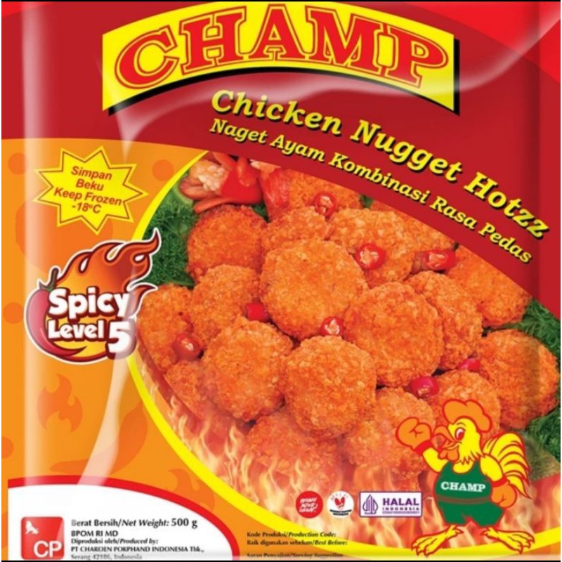 

Champ nugget hot spicy Level 5 500gr naget ayam pedas