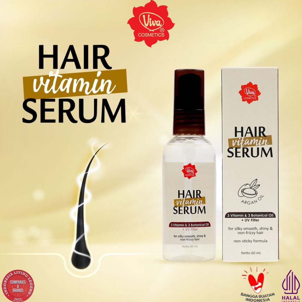 Viva Hair Vitamin Serum with UV Filter, VIT A, E &amp; F, Argan Oil, Avocado Oil &amp; Almond Oil 60 ml