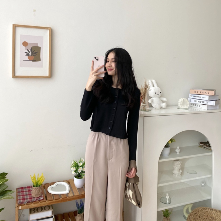 Seira Cardigan - Cardigan Wanita - Top Knit Korea Wanita - Vintage Blouse - Atasan Lengan Panjang