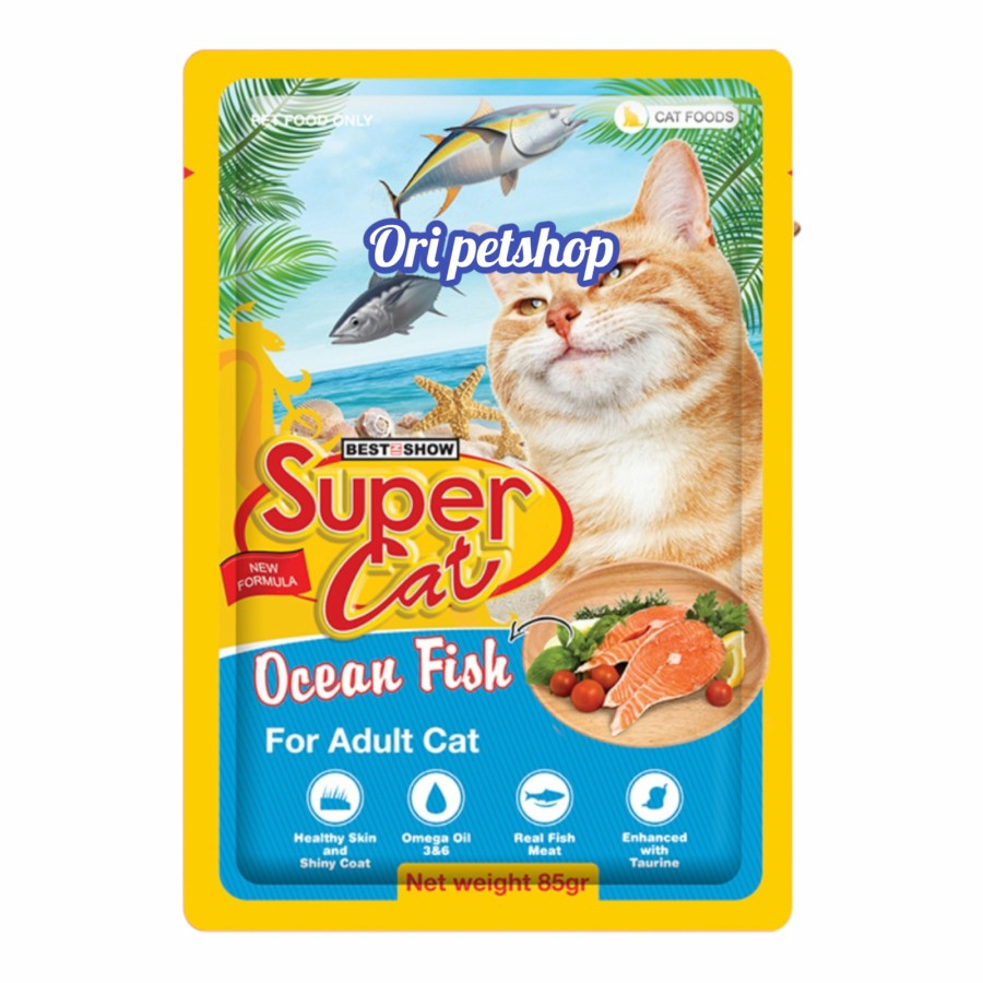 SUPERCAT Pouch Adult Ocean Fish Makanan Basah Sachet 85gr