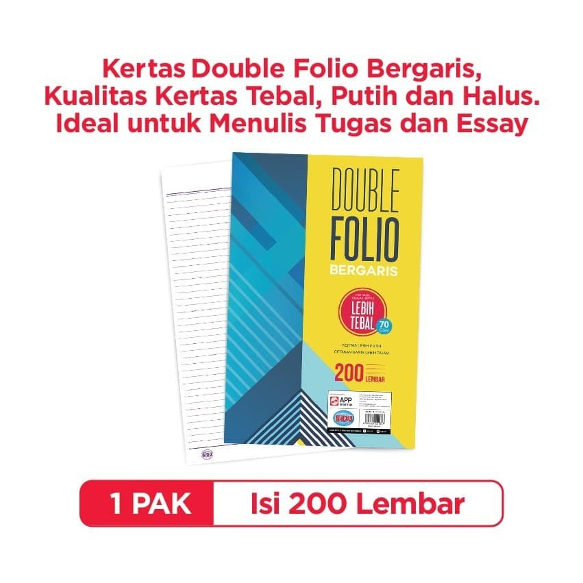 Kertas Double Folio Bergaris SIDU Sinar Dunia 70 GSM Isi 200 Lembar