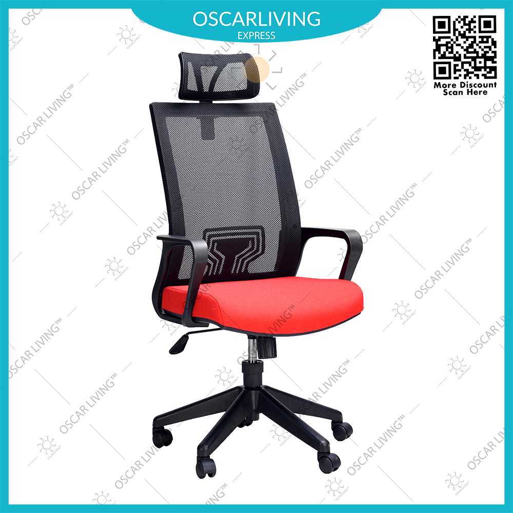 Savello Axo H Senderan Hitam Dudukan Merah Kursi Kerja Karyawan Khusus Jabodetabek