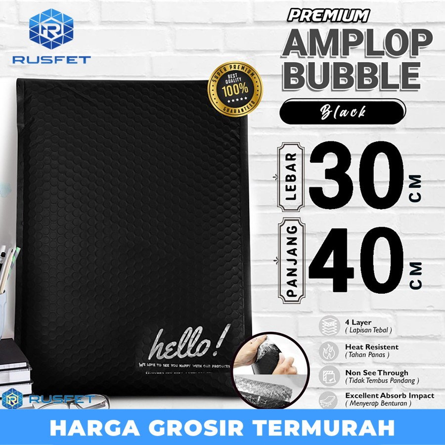 

AMPLOP BUBBLE MAILER BLACK 30X40CM WRAP ENVELOPE RUSFET PREMIUM SATUAN