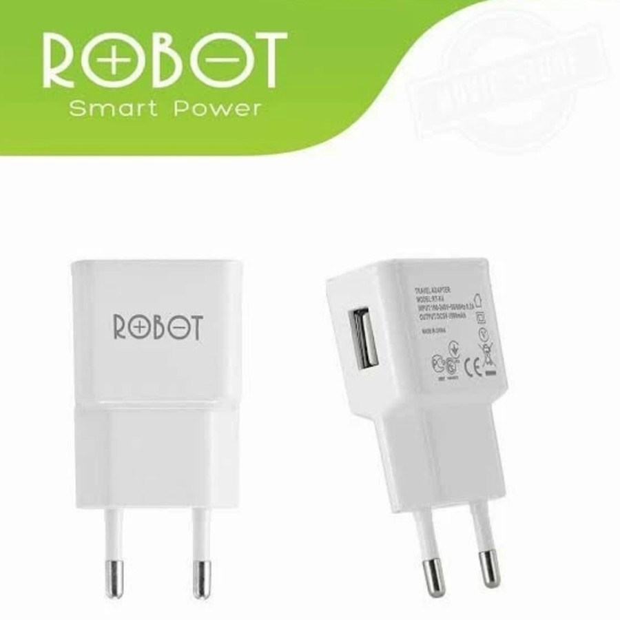 ADAPTOR CHARGER ROBOT RT-K4 SINGLE PORT USB FAST 5V 1A KEPALA CHARGER ROBOT 1 PORT