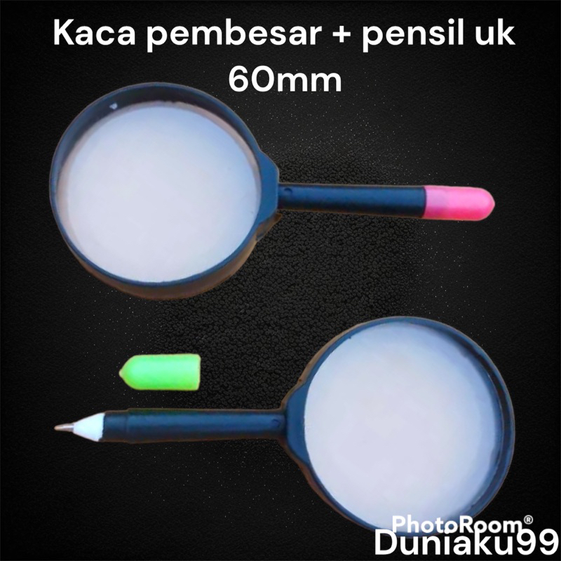 kaca pembesar 60mm / mainan kaca api + pulpen / mainan edukasi anak