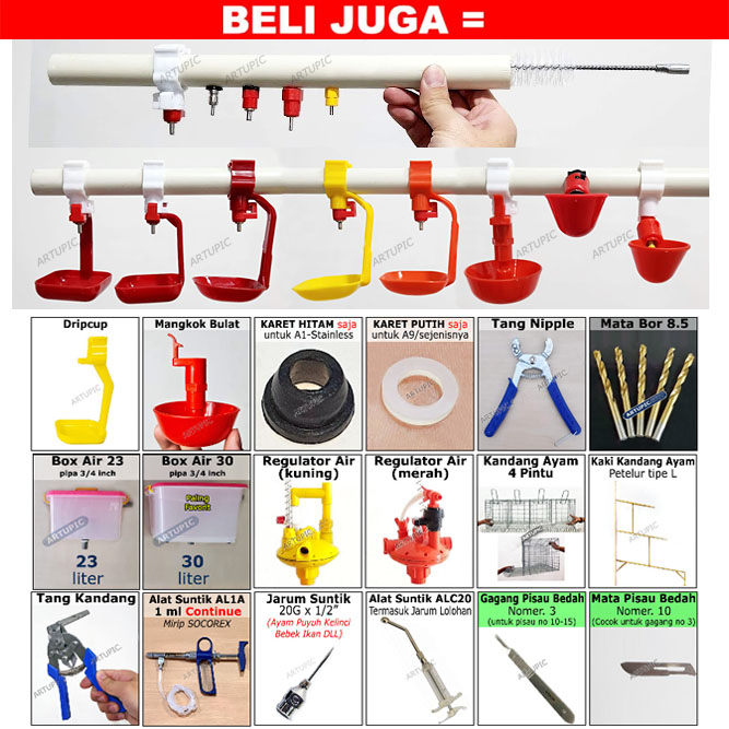 Nipple A9Bulat nipel nepel nippel alat minum ayam puyuh pedaging broiler A9Bulat