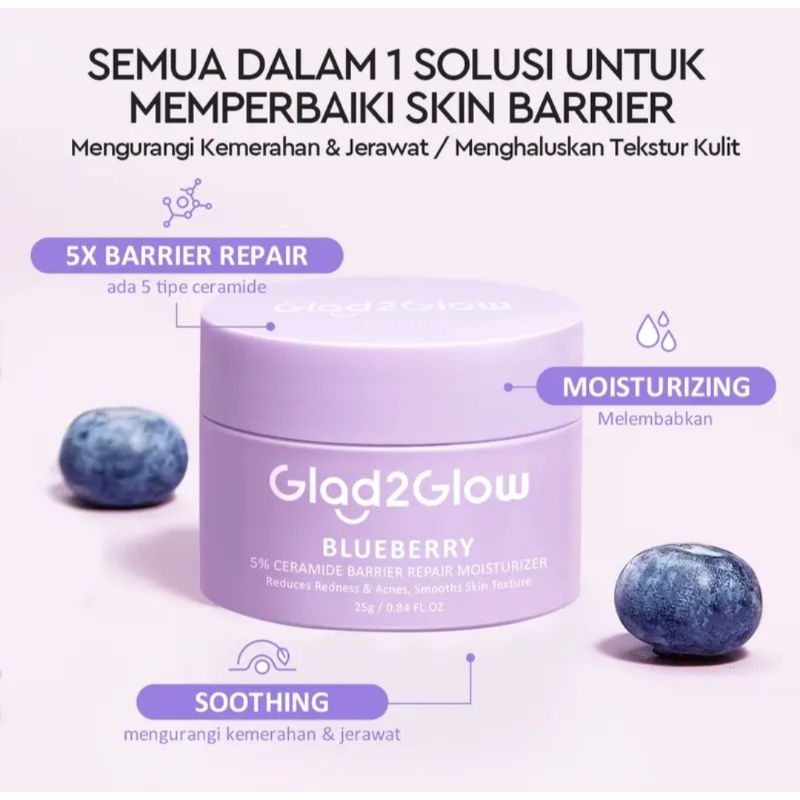 GLAD2GLOW SUNSCREEN BLUEBERRY REPAIR BARRIER MOISTURIZER ULTRA LIGHT SPF 50 CENTELLA