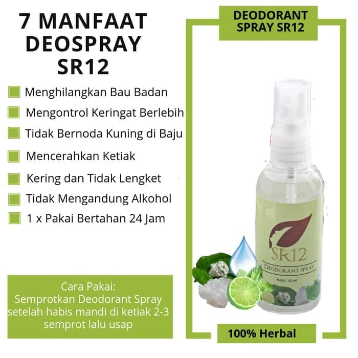 MFI - SR12 DEODORANT SPRAY - DEODORAN HERBAL PENGHILANG BAU BADAN/KETIAK