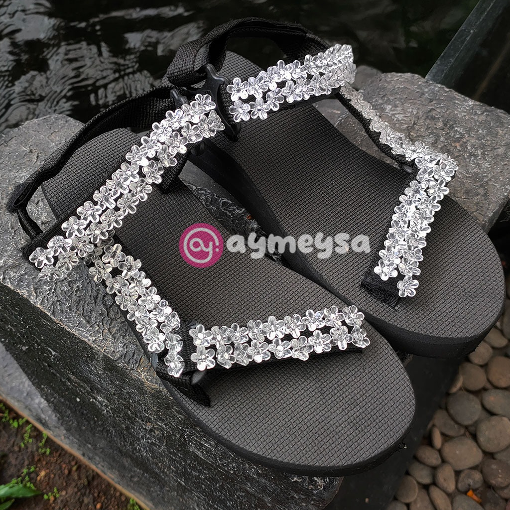 ELODI  (Beads Sandal - Sandal Mote/Manik Sakura Wanita) Sendal Wedges Wanita Tali