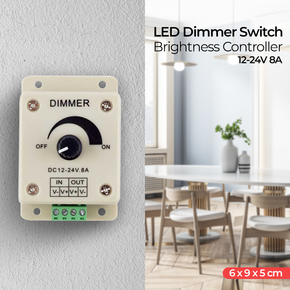 Dimmer Lampu LED Brightness Controller 12-24V 8A 9cm - GC03 - White