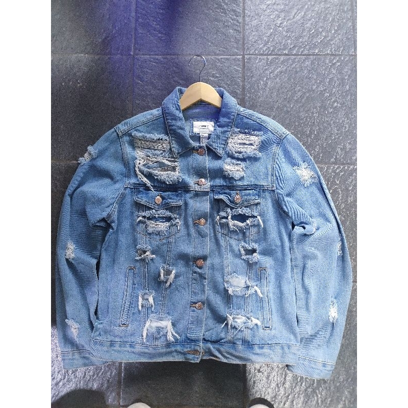 trucker forever21 ripped jacket