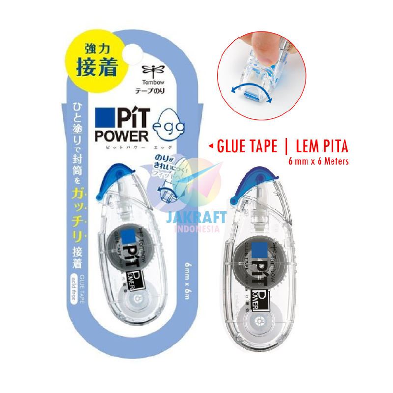 

(1 Pcs) Tip Ex Pita Lem Kertas Glue Tape Disposable TOMBOW Pit Egg PN-EP - Blue Color