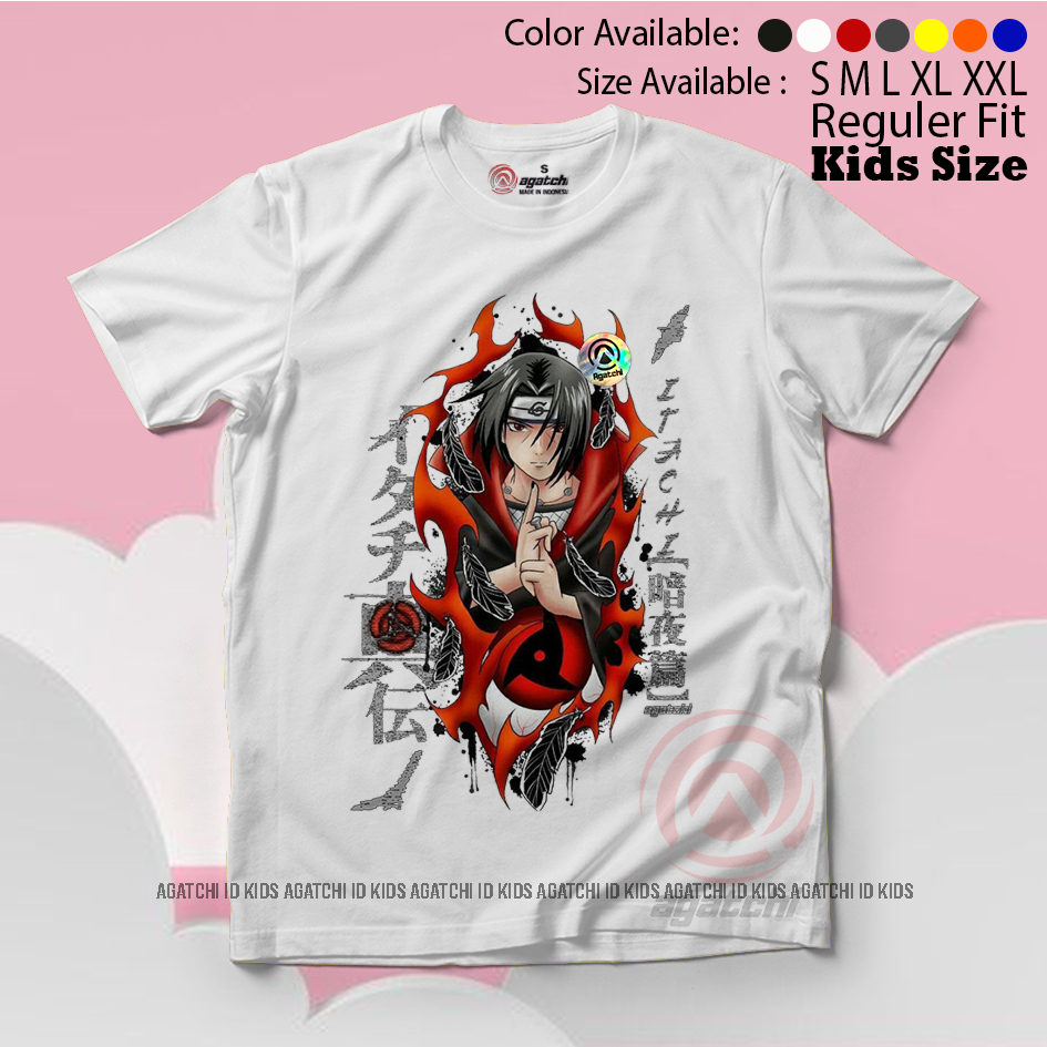 Baju Distro Kaos Atasan Anak Laki Laki Anime Naruto Shipuden - Uchiha Itachi V2