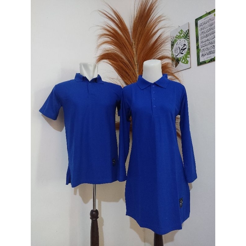 Kaos Couple KRAH BIREL Biru Elektrik Pique Cowo Lengan Pendek, Cewe Tunik Busui Friendly